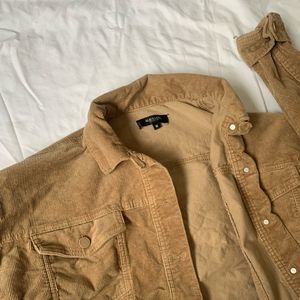 BLACK LABEL Tan Corduroy Crop Oversized Jacket